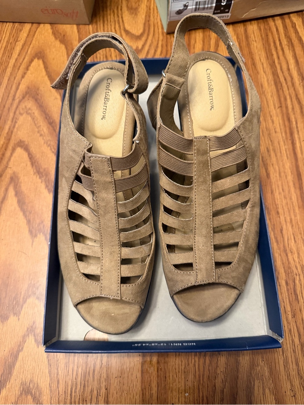 croft & barrow Taupe Strappy Suede Slingback Clog Mules